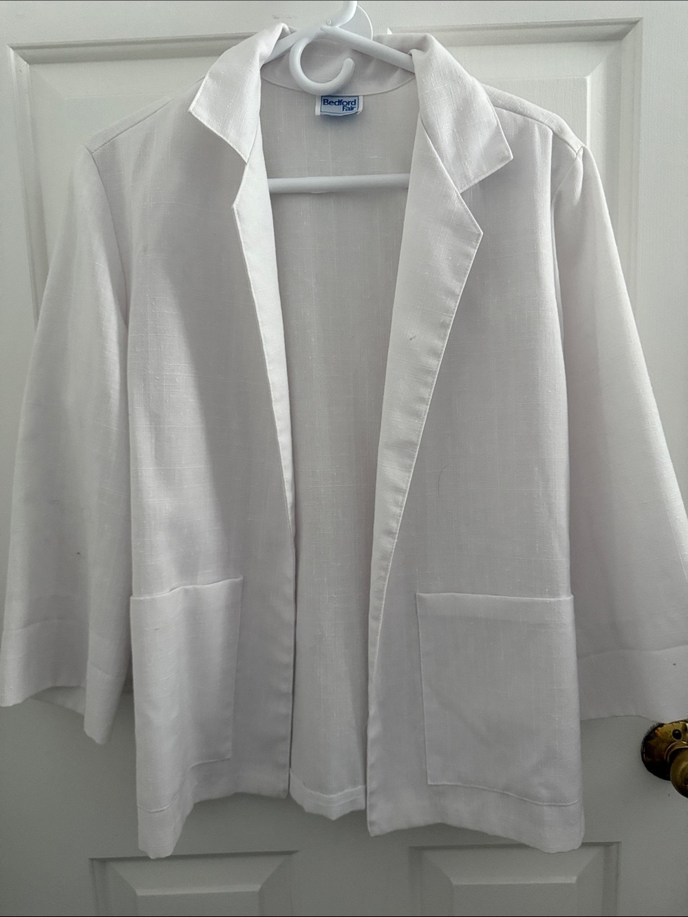 Vintage White Women's Open-Front Linen Blazer small/medium